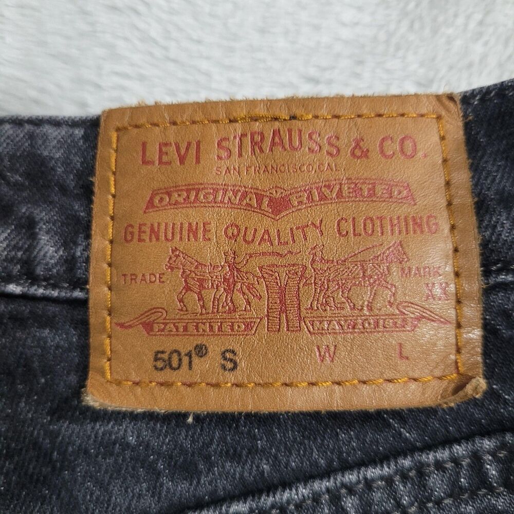 Levi's 501 S Skinny Jeans Mens 26x30 Gray Dark Wash Button Fly Denim Big E - Picture 12 of 14
